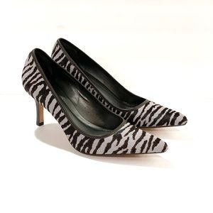 Ann Taylor leather zebra print pumps 7.5 calf hair